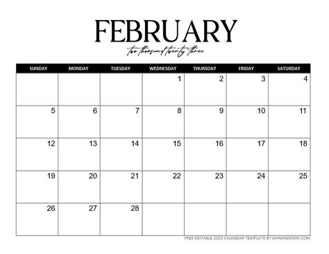 February editable calendar 2023 template Editable Calendar 2023, Calendar 2023 Template, 2023 Calendar Template, 2023 Template, Free Calendars, Free Printables Organization, Editable Calendar, Monthly Calendar Template, Calendar 2023