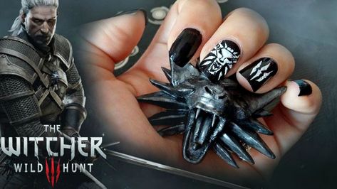 Witcher 3 Nails! Omfg Witcher Nails, 22 Nails, Short Gel Nails, Nail Pictures, Witcher 3, Get Nails, Mani Pedi, The Witcher, Nail Trends