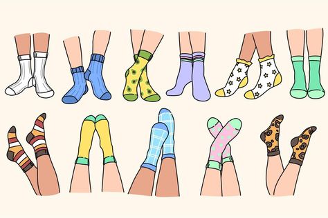 Newsletter Design Layout, Socks Illustration, Socks Drawing, Retail Advertising, Socks Collection, Flat Vector Illustration, Newsletter Design, Design Grafico, Funny Socks