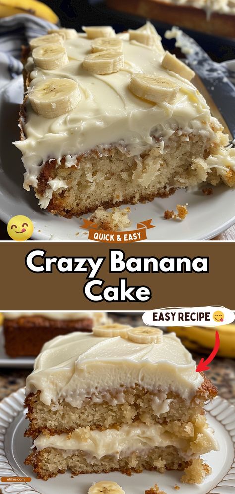 Crazy Banana Cake Desserts With Over Ripe Bananas, What To Make With Ripe Bananas, Banana Cake With Cream Cheese Frosting, Recipes Using Ripe Bananas, Crazy Banana Cake, Recipes With Ripe Bananas, Ripe Banana Recipes, Party Pinwheels, Banana Cake Recipe Easy