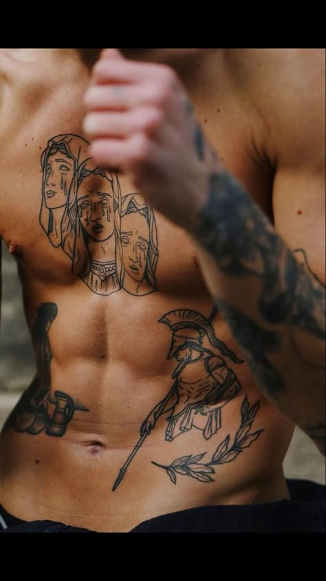 Tattoos Torso, Tatuagem Masculina Pequena, Torso Tattoos, Tattoo Inspiration Men, Greek Tattoos, Stomach Tattoos, Stylist Tattoos, Small Tattoos For Guys, Black Ink Tattoos