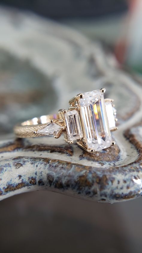 Wedding Gowns For Big Bust, Great Gatsby Engagement Ring, Elaborate Engagement Rings, Unique Emerald Cut Rings, Emerald Cut Engagement Ring Unique, Vintage Engagement Rings Unique 1920s Emerald, Vintage Engagement Rings Vintage Engagement Rings Unique 1920s, Antique Engagement Rings Vintage 1920s, Art Deco Ring Engagement