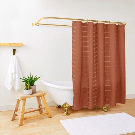 Burnt Orange Bathroom, Minimalist Shower Curtain, Curtain Minimalist, Shower Curtain Boho, Yellow Shower Curtains, Minimalist Showers, Extra Long Shower Curtain, Farmhouse Shower Curtain, Long Shower Curtains