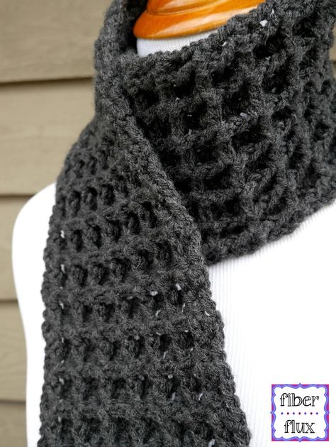 Men Scarf Crochet Pattern, Waffle Stitch Crochet, Crochet Triangle Pattern, Men Scarf Pattern, Crocheted Scarfs, Triangle Scarf Crochet Pattern, Crochet Waffle, Crochet Mens Scarf, Crocheted Scarves