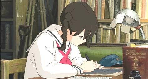 Studying Gif, Lo-fi Wallpaper, Notion Gif, Ghibli Gif, Study Anime, Anime Study, Book Gif, Notion Library, From Up On Poppy Hill