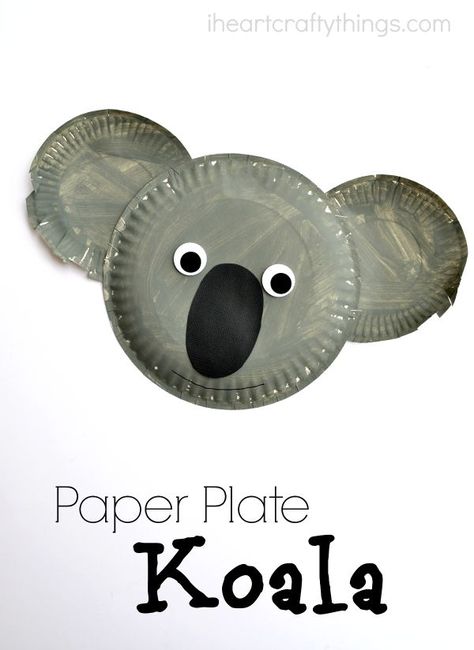 Adorable Paper Plate Koala Kids Craft. Perfect for after a visit to the zoo or as a summer kids craft. Koala Kids Craft, Sloth Craft, Letter K Crafts, Koala Craft, Zoo Crafts, Australia Crafts, Paper Plate Animals, Paper Plate Crafts For Kids, Zoo Theme