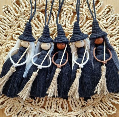 Halloween, halloween gift, gift, witch hat, Witch keychain, Baby shower favors, Birthday gifts Macrame Witch Doll, Halloween Craft Gifts, Witchy Macrame, Macrame Witch, Witch Diy Crafts, Halloween Macrame, Witch Keychain, Craft Fair Ideas To Sell, Halloween Keychains