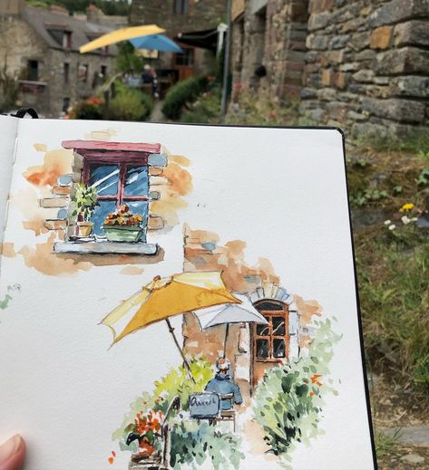 Bonnie-Britt Görcsös on Instagram: “Sujet du jour avec les USK de Vannes à la Gacilly - Sketching in la Gacilly with the urban sketchers from Vannes #lagacilly…” Loose Sketching, Sketching Journal, Voyage Sketchbook, Travel Sketching, Travel Art Journal, Travel Sketchbook, Beautiful Sketches, Art & Craft Paint, Watercolor Journal