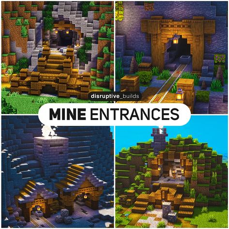 Ideas for Minecraft mine entrances Mine Entrance, Ideas For Minecraft, Minecraft Mine, Minecraft Castle Designs, Minecraft Building Blueprints, Minecraft Welten, Case Minecraft, Mine Minecraft, Rumah Minecraft Sederhana