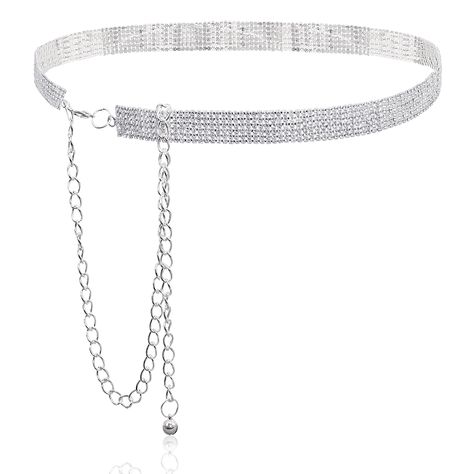 PRICES MAY VARY. Adjustable Belt Materials:Made of metal and rhinestones,shiny rhinestones on the belt make you more elegant and radiant in the crowd Chain Belts Size:Rhinestone part length 30", width 0.6",chain part length 21",all belt length 51"(include chain),fit waist size 30"-39" Rhinestone Belt: Adjustable crystal rhinestone belt with a sparkly chain,highlights the elegant temperament of women,can add charming element to your outfits Suggest Occasion: Shinny chain women belts are suitable Sparkly Belts, Waist Chain Belt, Hijabi Fashion Casual, Chain Women, Chain Belts, Belt Length, Belt For Women, Rhinestone Belt, Branded Belts