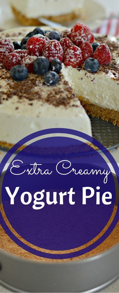 This extra creamy yogurt pie will quickly become a favorite! My husband's only way of describing it was to say "it tastes like a cloud." :) Yogurt Pie With Graham Cracker Crust, Yogurt Pie No Bake, Yogurt Pie Recipe, Yogurt Pie, Just Pies, Creamy Yogurt, Cream Cheese Pie, Yogurt Recipes, Cookie Crust