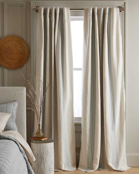 Sustainable Living Room Decor, Curtains, Window Furnishings | Quince Dyed Curtains, Nursery Curtains Boy, Sustainable Living Room, Nursery Blackout Curtains, Coastal Curtains, Blackout Window Treatments, Coastal Room, Bedroom Drapes, Striped Curtains