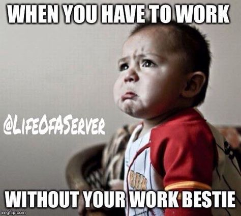 Miss my work bestie                                                                                                                                                                                 More Missing My Coworker Funny, Work Bestie Quotes Funny, Work Bestie Quotes, Server Humor, Lab Humor, Coworker Humor, Work Bestie, Work Quotes Funny, Besties Quotes