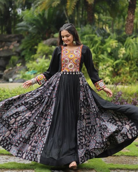 The Designs Promoting Luxurious 2024 Navratri Gown Shop Now at shivtraa.in @shivtraa.in #navratri #navratrispecial #garba #india #durgapuja #mumbai #jaimatadi #durga #festival #love #instagram #devi #maadurga #photography #maa #diwali #bhfyp #k #dandiya #navratricollection #garbanight #durgamaa #garbalover #hinduism #indianfestival #instagood #indian #dussehra #garbadance #happynavratri Outfit For Navratri, Bandhani Gown, Navratri Gown, Maroon Gown, Navratri 2024, Gamthi Work, Garba Night, Garba Outfit, Festival Mode