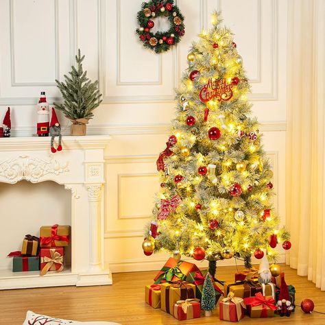 Unwrap the joy of the holidays and let your Christmas tree be the centerpiece of festive celebrations! #ChristmasDecor Fake Xmas Tree, Potted Christmas Trees, Spruce Christmas Tree, Office Party Decorations, Pre Lit Christmas Tree, Holiday Tree Decorations, Flocked Christmas Trees, Small Christmas Trees, Holiday Christmas Tree