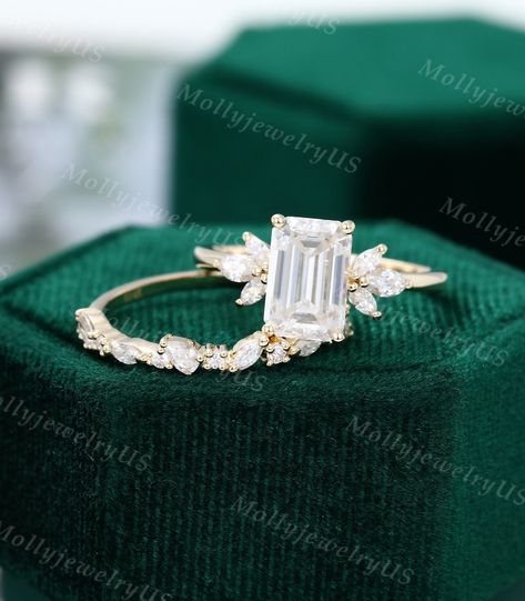 Marquise Engagement Ring With Emerald Cut Band, Emerald Cut Engagement Ring Platinum, Marquise Cut Emerald Ring With Diamond Accents, Vintage Emerald-cut Diamond Ring For Wedding, White Gold Marquise-cut Emerald Wedding Ring, Elegant Emerald-cut Diamond Ring With Accents, Morganite Engagement Ring Oval, Nature Engagement Ring, Emerald Cut Engagement