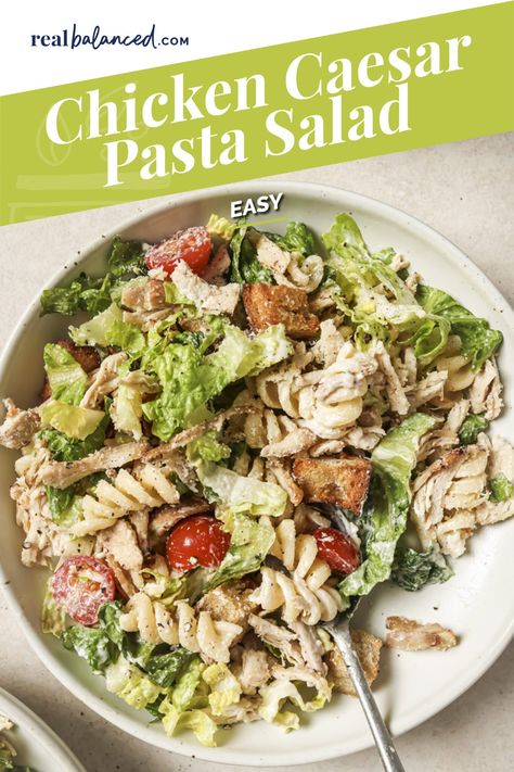 Chicken Caesar Pasta, Caesar Pasta Salad, Caesar Pasta, Chicken Tortellini Soup, Chicken Caesar Pasta Salad, Pre Cooked Chicken, Work Lunches, Chicken Caesar, Easy Pasta Salad