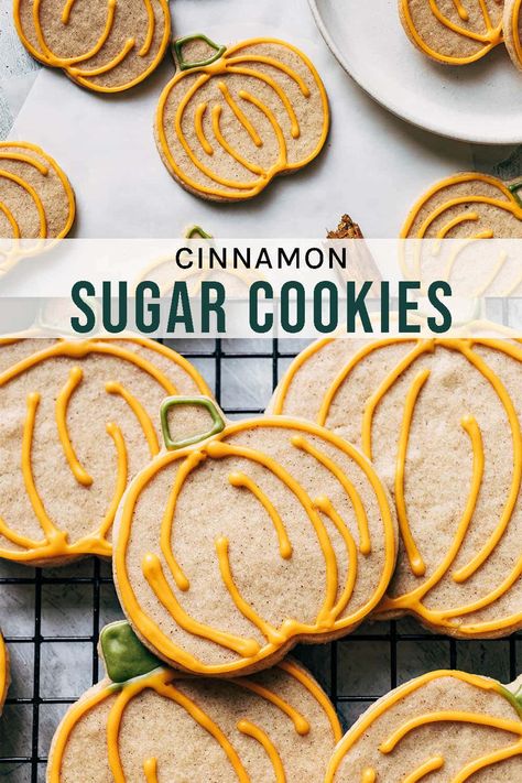 Cinnamon Sugar Cookies Cut Out, Cinnamon Cut Out Cookies, Cinnamon Sugar Cookies Recipe, Fall Yummies, Pumpkin Shaped Cookies, Spice Sugar Cookies, Cinnamon Sugar Cookies, Pumpkin Sugar Cookies, Pumpkin Custard