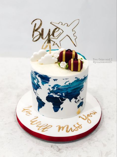 1st Communion Cakes Have A Safe Journey Cake, Bon Voyage Cake Ideas, Travel Cake Ideas For Men, Happy Journey Cake Ideas, Travel Cake Ideas Birthdays, Farewell Cake Designs, Farewell Cake Ideas, 1st Communion Cakes, Bon Voyage Cake