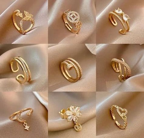 Stylish Gold Earrings, Latest Gold Ring Designs, قلادات متدلية, Gold Ring Vintage, Fancy Jewellery Designs, Diamond Rings Design, Copper Style, Gold Rings Fashion, Earrings Design