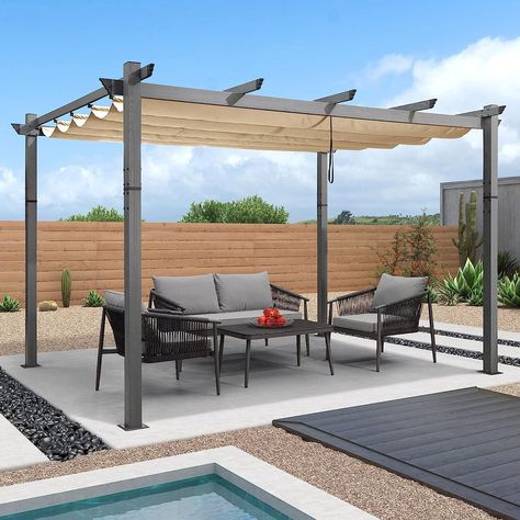 PURPLE LEAF 3 X 4 M Metal Pergola with Retractable Roof, Large Garden Pergola with Teak-finish Powder-coated Aluminum Fram for BBQ, Outdoor, Garden and Patio, Beige

£509.00 Pergola With Sun Shade, Relaxing Outdoor Spaces, Pergola With Canopy, Pergola Metal, Retractable Pergola Canopy, Pergola Retractable, Sun Shade Canopy, Grill Gazebo, Retractable Pergola