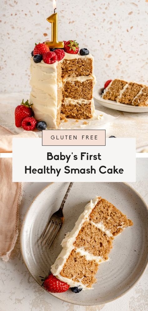 Ambitious Kitchen Smash Cake, Sugar Free Baby Smash Cake, Smash Cake Frosting, Easy Smash Cake Recipe, Dairy Free Smash Cake, Cake Smash Cake Ideas, Easy Smash Cake, Birthday Cake 1 Year, Smash Cake Decoration