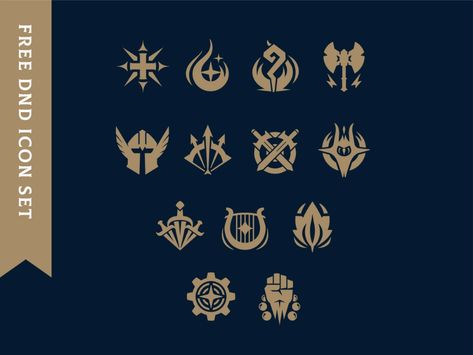 DnD Class Icons by Jime Mosqueda on Dribbble Dnd Class Emblems, Dnd Logo Art, Dnd Class Icons, Dnd Class Symbols, Fantasy Logo Design, Dnd Icon, Dnd Logo, Dnd Symbols, Dnd Design