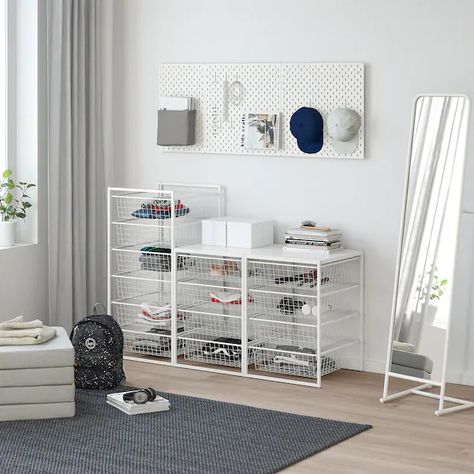 JONAXEL Frame/wire baskets/top shelves - IKEA Large Wardrobe Closet, Shelves Ikea, Ikea Bedroom, Office Layout, Ikea Family, Bedroom Wardrobe, Wire Baskets, Neat And Tidy, Tidy Up