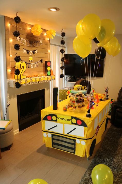 Bus Themed Birthday Party Decorations, Wheels On The Bus Decorations, Wheels On The Bus 1st Birthday Party, School Bus 2nd Birthday, Two Cool For School Birthday Party, School Bus Birthday Theme, Wheels On Bus Birthday Party, Wheels On The Bus Themed Birthday Party, School Bus Party Theme