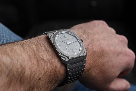 Review - Bulgari Octo Finissimo Automatic vs. the Audemars Piguet Royal Oak ref. 5402ST Bulgari Octo Finissimo, Octo Finissimo, Monochrome Watches, Expensive Watches, Patek Philippe Nautilus, Audemars Piguet Royal Oak, Sports Watch, Royal Oak, Luxury Watches For Men