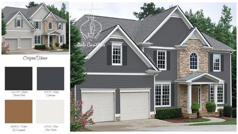 Residential Exterior, Color Consultation, Benjamin Moore Gray, Outside Paint, House Paint Color Combination, Color Combinations Paint, Exterior House Paint Color Combinations, Siding Colors, Painted Vinyl