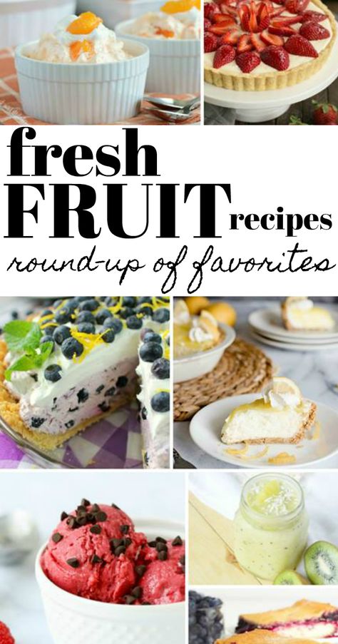 If you love baking with fresh fruit then you will love this round up of fresh fruit recipes and desserts. Especially if you are looking for ways to use up berries and fruit from your garden, keep these recipes on hand to make the drinks, sides and desserts the the berries you have on hand! Pear Smoothie Recipes, Beets Smoothie Recipes, Ginger Smoothie Recipes, Raspberry Smoothie Recipes, Fresh Fruit Desserts, Lemon Cream Pies, Fruit Recipes Healthy, Fruit Recipe, Orange Baking