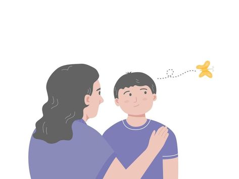 Mom talking with ADHD boy, he having a short attention span and being easily distracted. Flat vector illustration. Distraction Illustration, Short Attention Span, Flat Vector Illustration, Attention Span, Easily Distracted, Behavioral Health, Flat Vector, Vector Art, Vector Free