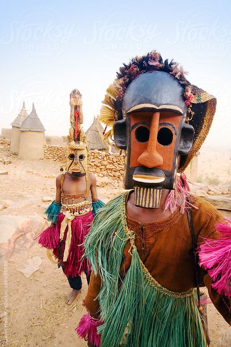 Africa, West Africa, Mali, Dogon Country, Bandiagara escarpment, Masked Ceremonial Dogon Dancers near Sangha by GHProductions | Stocksy United Mask Dance, Afrique Art, Afrikaanse Kunst, Art Premier, Art Disney, Art Africain, Masks Art, African Masks, African Safari