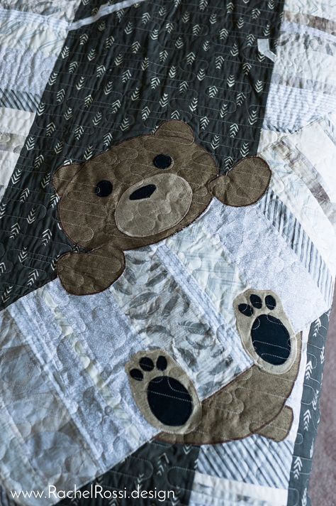 Pattern Release | Timber! | Rachel Rossi Teddy Bear Quilt Pattern, Owl Quilt Pattern, Baby Boy Quilt Patterns, Kid Quilts Patterns, Chirping Birds, Neutral Baby Quilt, Boys Quilt Patterns, Woodland Quilt, Baby Applique