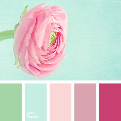 The most romantic combination of translucent turquoise, sparkling aquamarine and creamy pink hue, which accompanies the birth of a new day. This palette is Flat Bedroom, Turquoise Color Scheme, Blue Wedding Flowers, Color Palette Pink, Pastel Mint, Design Seeds, Color Balance, Living Room Bathroom, Mint Color