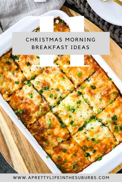 These Christmas Morning Breakfast Ideas are perfect for brunch gatherings with friends and family.  Many dishes can be assembled the night before and popped in the oven in the morning! Best Christmas Morning Casserole, Savory Breakfast Casserole Christmas Morning, Breakfast Casserole For Christmas Morning, Easy Christmas Casserole Breakfast, Egg Casserole Christmas Morning, Christmas Morning Breakfast Bake, Easy Christmas Morning Casserole, Christmas Morning Breakfast Sides, Breakfast Ideas With Friends