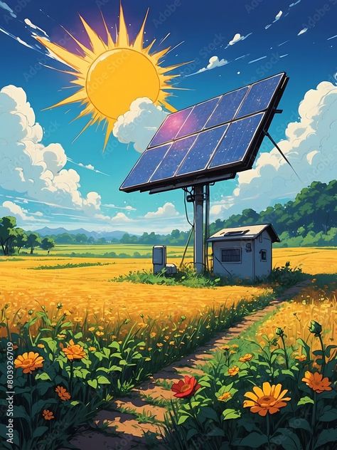 Painting On Solar Energy, Energy Resources Poster, Renewable Resources Poster, Solar Energy Powering Sustainable Future Drawing, Painting On Energy Conservation, Solar Energy Projects For School, Renewable Energy Drawing, Minecraft Solar Panel, Solar Energy Drawing