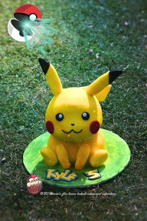 Pikachu Cake  on Cake Central Bolo Pikachu, Pokemon Cupcakes, Pokemon Cake Topper, Pokemon Birthday Cake, Pokémon Birthday, Pikachu Cake, Pokemon Cake, Pokemon Ball, Pokemon Birthday Party