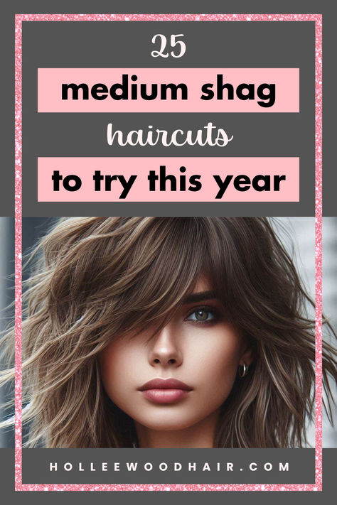 25 Medium Shag Haircuts to Try This Year Shaggy Haircuts For Straight Hair, Back Of Shag Haircut, Shag Hairstyles Shoulder Length, Razor Haircut Medium, Medium Length Textured Haircut, Haircuts Medium Length Wavy, Wavy Hair Shag Haircut, Shag Cuts For Fine Hair, Haircuts To Add Volume