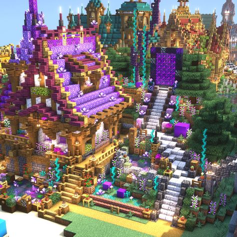 Fantasy City Minecraft, Minecraft Pokemon Center, Dragon House Minecraft, Minecraft World Builds, Minecraft Art Gallery, Large Minecraft Builds, Red Minecraft House, Mystical Minecraft Builds, Pokemon Minecraft Builds