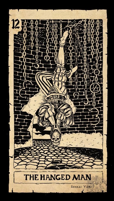 Senkai Yami, Tarot Cards Art Illustration, Kartu Tarot, Hanged Man Tarot, Vintage Tarot Cards, Motorcycle Paint, Tarot Card Tattoo, Tarot Tattoo, Arte Occulta