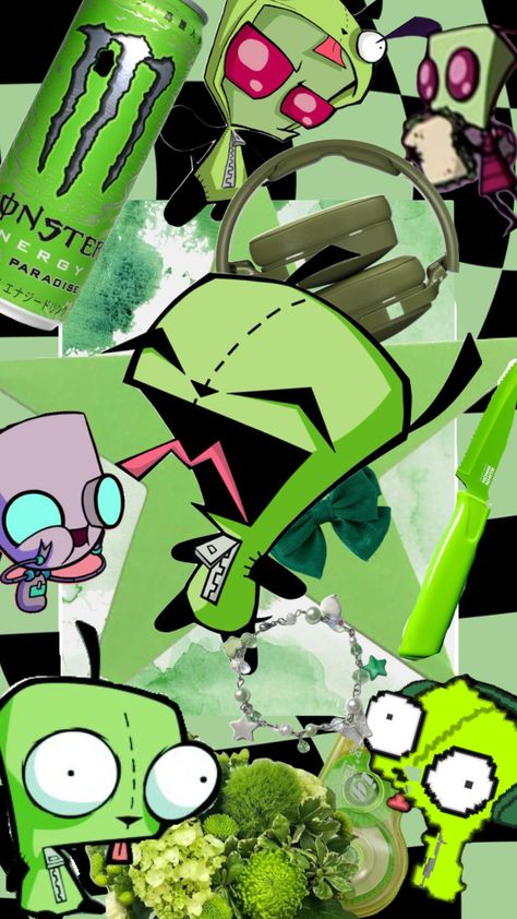 Invader Zim Gir #invaderzim #Gir #green #wallpaper Gir From Invader Zim Wallpaper, Gir Invader Zim Aesthetic, Scene 2000s Aesthetic, Invader Zim Aesthetic, Scene Kid Wallpaper, Gir From Invader Zim, Scene 2000s, Invader Zim Gir, Zim Gir