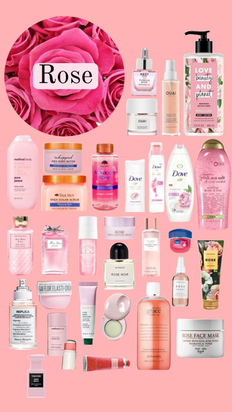 Rose Scented Products Skin Care, How To Smell Like Strawberries And Roses, Scent Combos Rose, Rose Scent Combo, Rose Shower Routine, How To Smell Like Roses, Best Scent Combos, Rose Body Care, Smell Like Flowers