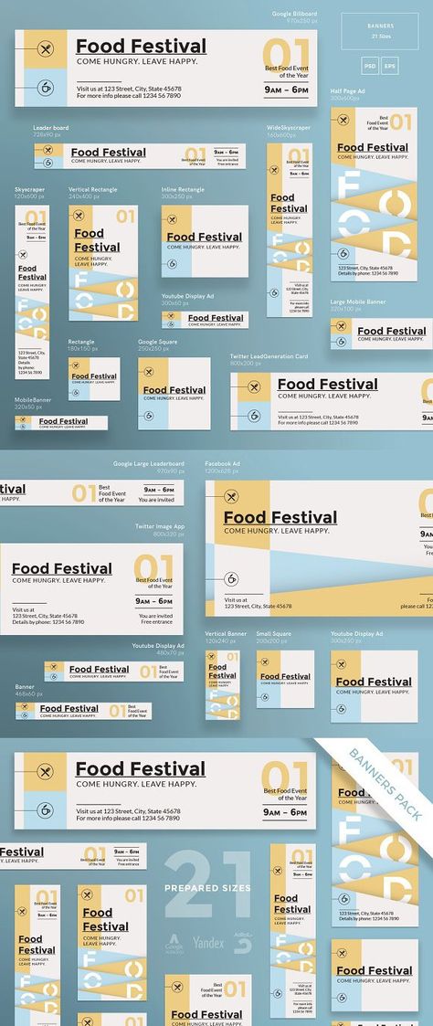 Leaderboard Banner, Festival Template, University Food, Festival Banner, Vector Food, Banner Ads Design, Custom Web Design, Web Design Tips, Food Website