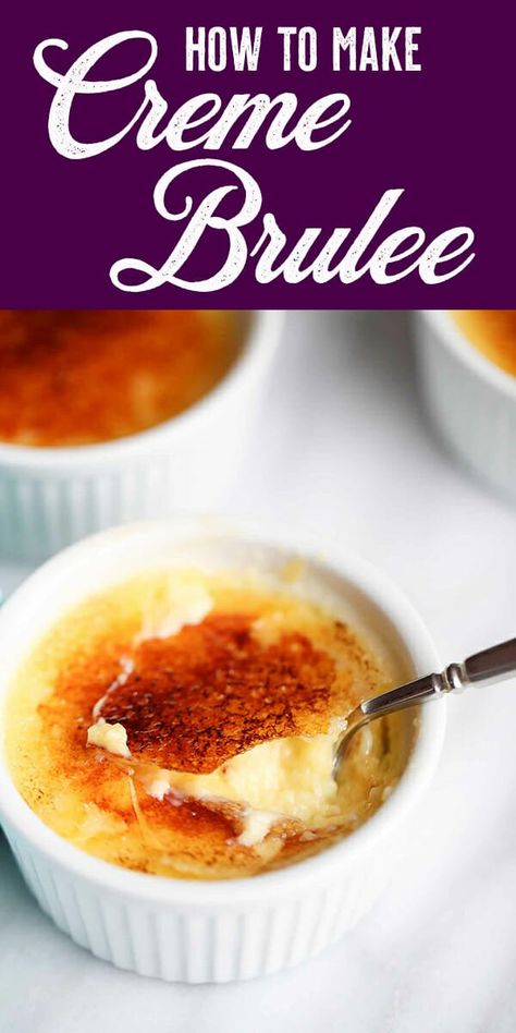 Looking for the best, most perfect, most fool-proof creme brulee recipe? You've found it. This creme brulee is heavenly. #CremeBrulee #DateNight #ValentinesDay Best Creme Brulee Recipe, كريم بروليه, Creme Brulee Recipe Easy, Cream Brulee, Creme Brulee Recipe, Brulee Recipe, Dessert Simple, Simply Recipes, Köstliche Desserts