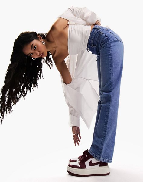 Jeans by ASOS DESIGN The denim of your dreams Straight fit High rise Belt loops Five pockets Hypebeast Photoshoot, Denim On Denim Photoshoot, Asos Photoshoot, Photoshoot Fits, Jeans Photoshoot, Denim Photoshoot, Denim Editorial, Photoshoot Studio, Denim Trends