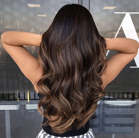 Dark Brunette Ombre Hair, Brunette Balayage On Black Hair, Brown Bayalage Hair, Ombre Wavy Hair, Luxury Hair Care, Hair Dye Tips, Black Hair Balayage, Haircuts For Long Hair With Layers, Pampering Routine