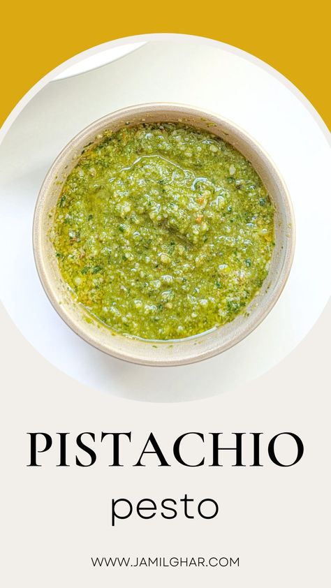 Flavor your favorite meals and sides with an easy pistachio pesto recipe! The nutty sauce is a fun twist on a classic pesto that is ready in 15 minutes. Pistachio Pesto Recipe, Pistachio Sauce, Pesto Aioli, Pesto Recipes, Pea Pesto, Pistachio Pesto, Easy Salad Dressing, Ricotta Pasta, Baked Chicken Parmesan