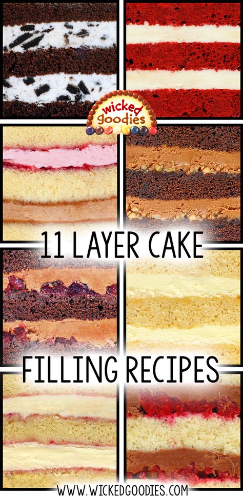 11 Layer Cake Filling Recipes Recipes For Cakes, Layer Cake Filling, Cake Filling Recipes, Cake Filling, Gateaux Cake, Cake Fillings, Cake Icing, Cupcake Cake, Cake Flavors